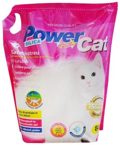 Agros Katzenstreu Power Cat, hochwertige Verpackung mit weißer Katze, geeignet für Haustierpflege, perfekt mit Vogelfutter kombinierbar, optimal für Katzenliebhaber.